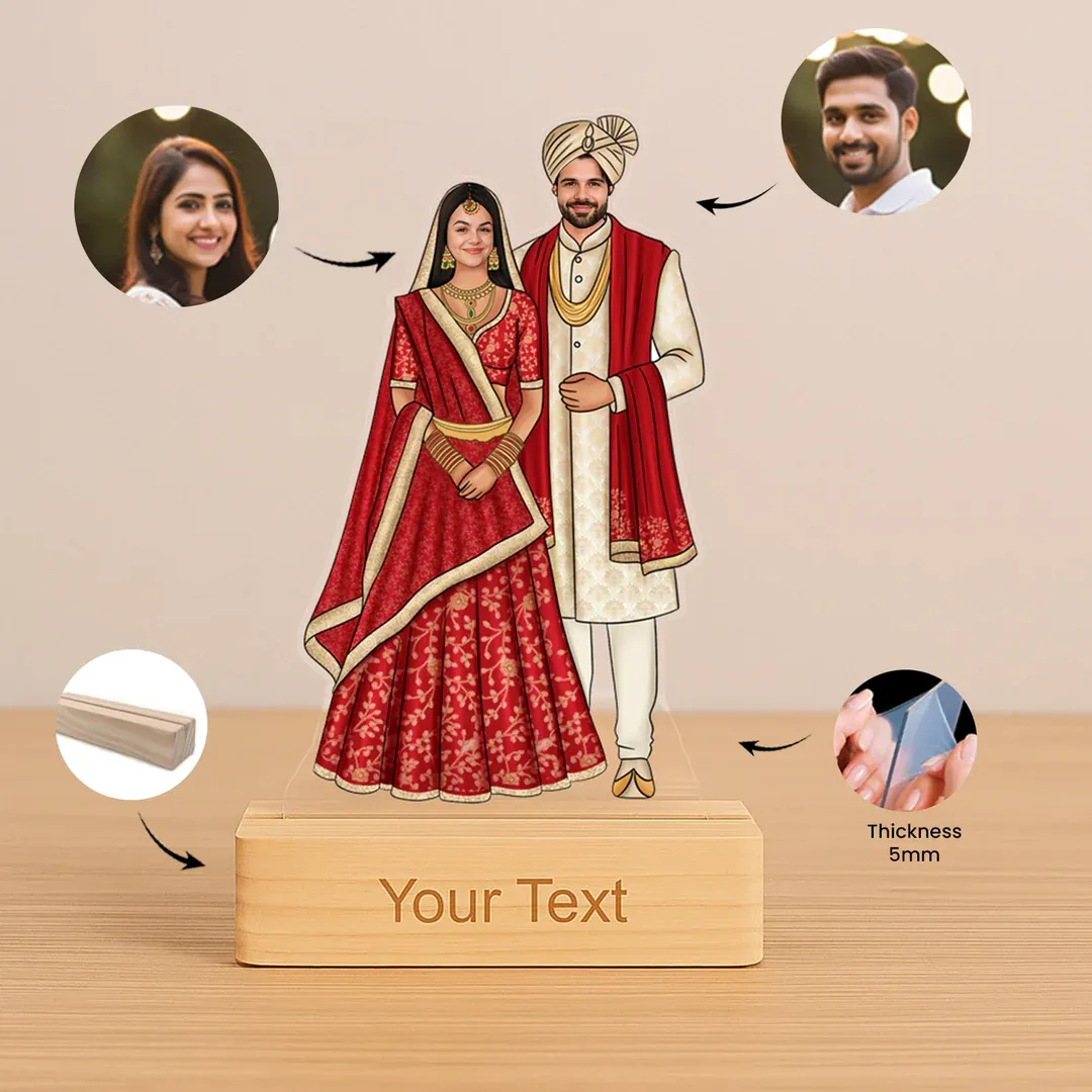 Personalized Indian Wedding Caricature – Unique Couple Gift Idea — alternate view