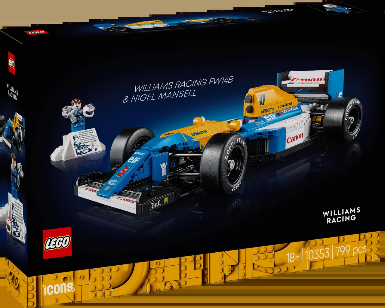 LEGO Icons Williams Racing FW14B & Nigel Mansell Home Office Desk Decor 10353, 18Y+